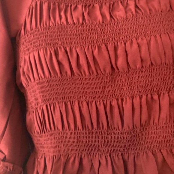 Burgundy top with ruffles and bell sleeves #boho Wishing Waves L - Picture 5 of 7